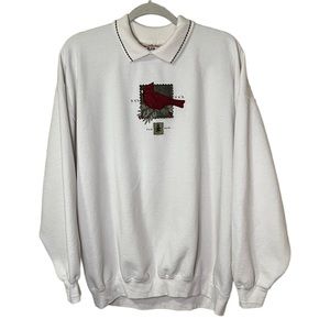 VTG TOP STITCH Cardinal Embroidered Graphic Sweater Sweatshirt